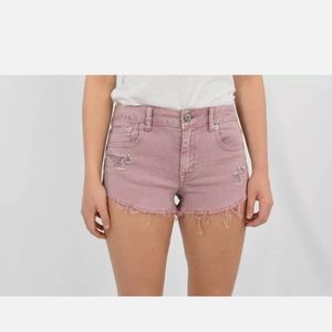 American Eagle Distressed Jean Shorts Size 0 Pink Denim Bottoms